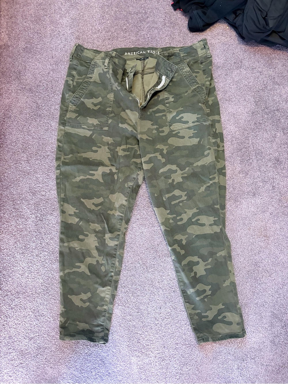 American Eagle Olive Green Camo Ankle Pants